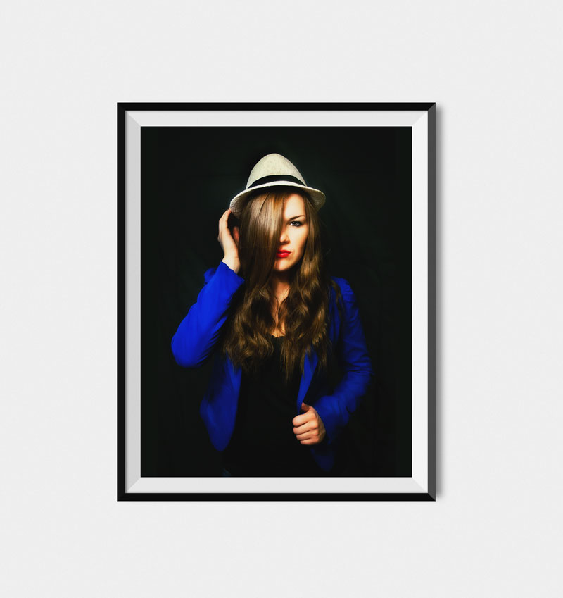 high contrast photo of girl fierce angry