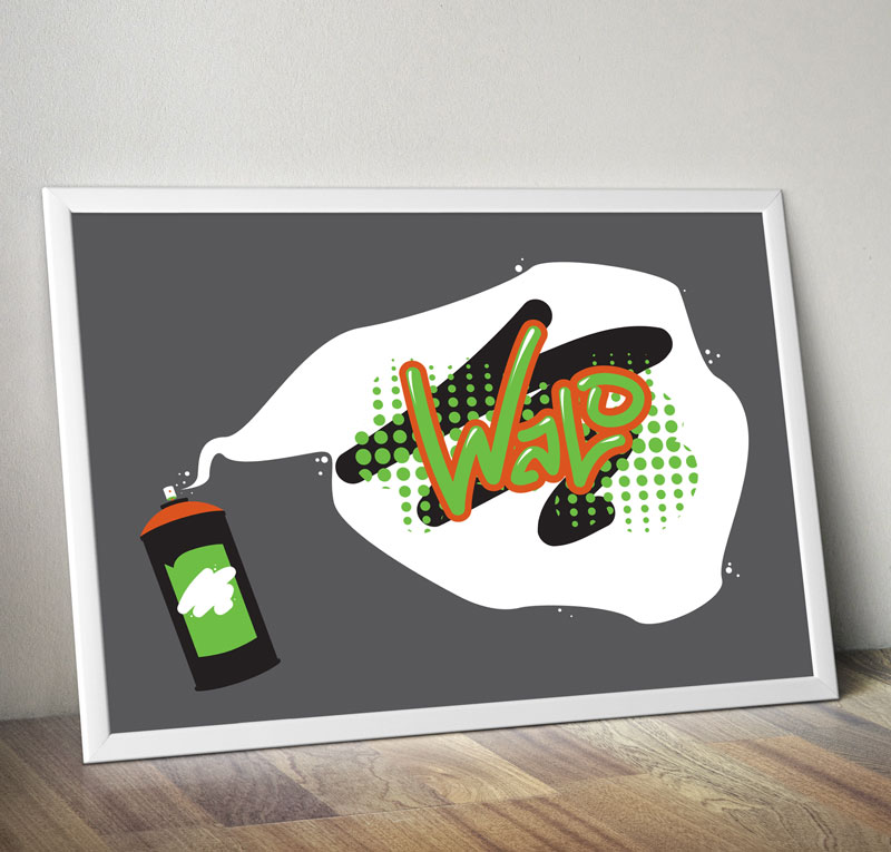 poster graffiti green orange
